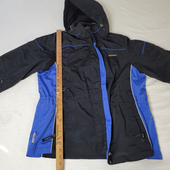 ZeroXposure Jacket Coat Medium Black and Blue Removable Hood Lightweight Fleece - Picture 10 of 16